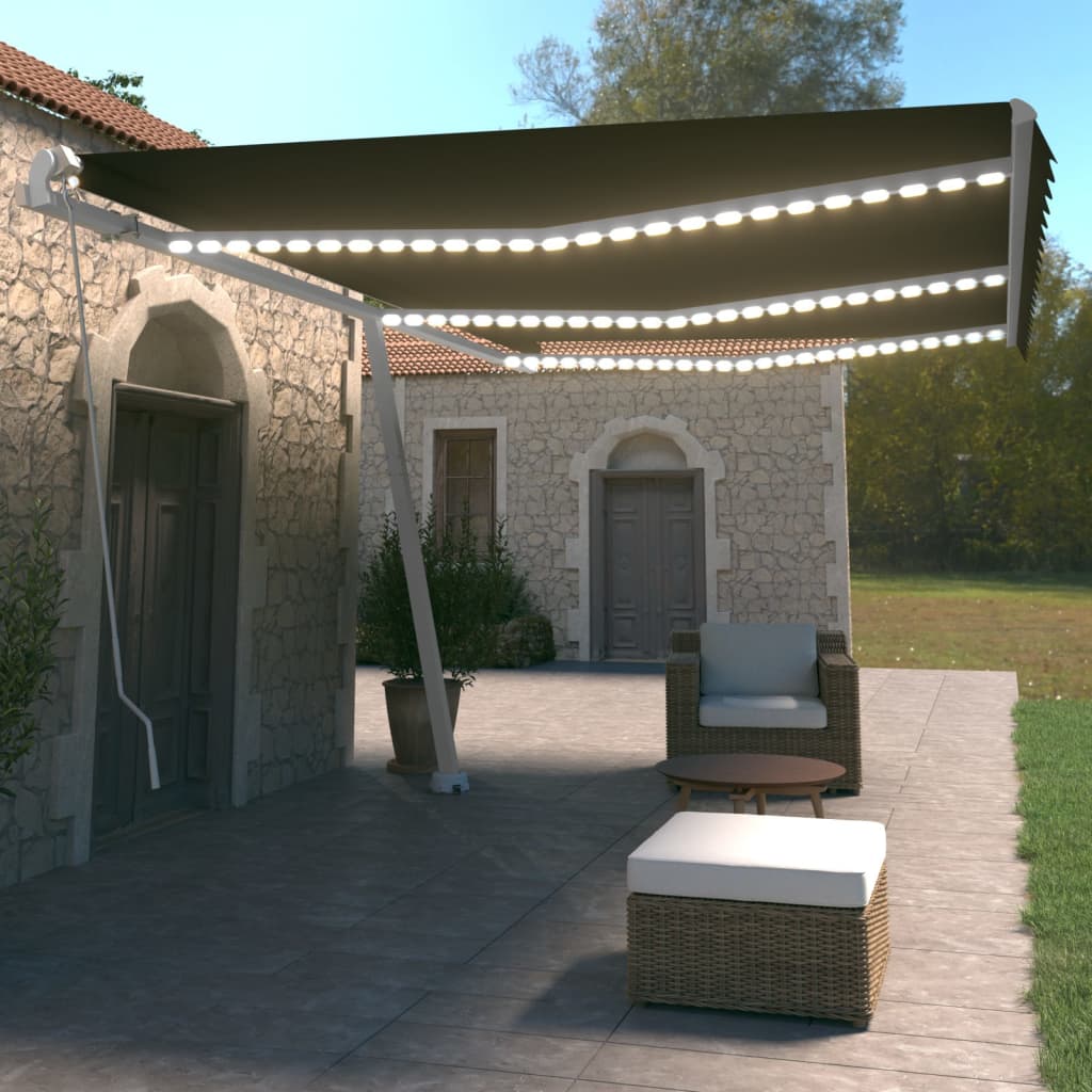 Vidaxl Luifel manuelt kan udvides med LED 600x350 cm anthracitfarve