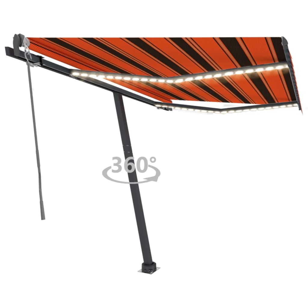 Vidaxl Luifel Automatisk med LED vindsensor 300x250 cm Orange Brown