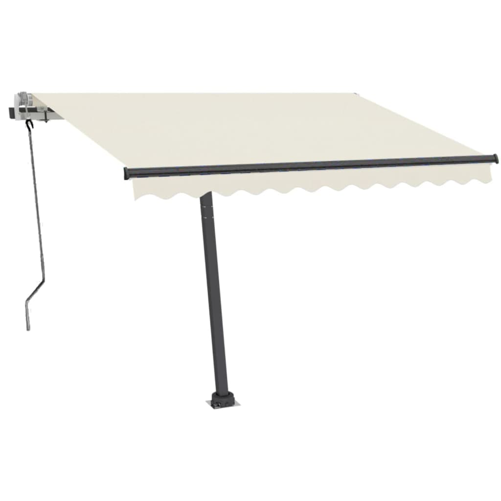 Vidaxl Luifel manuelt kan udvides med LED 350x250 cm creme -farvet