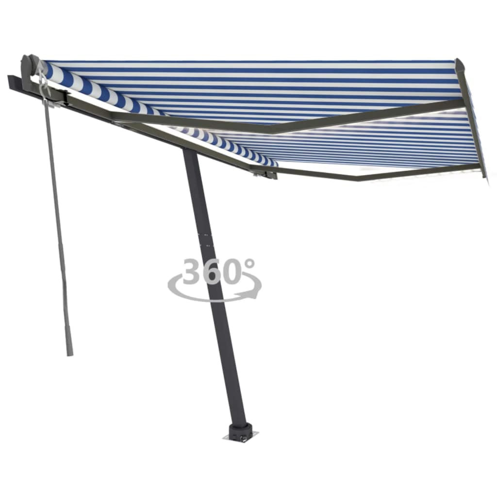 Vidaxl Laifel Automatic med LED og vindsensor 350x250 cm blå hvid
