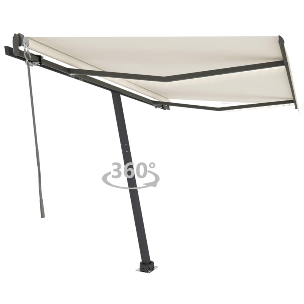 Vidaxl Luifel Automatic med LED og vindsensor 350x250 cm cremefarve