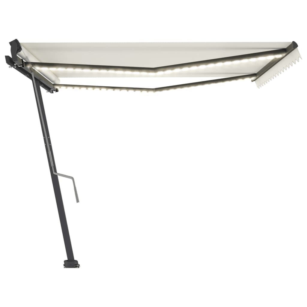 Vidaxl Luifel manuelt kan udvides med LED 400x300 cm creme -farvet