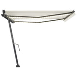 Vidaxl Luifel manuelt kan udvides med LED 400x300 cm creme -farvet