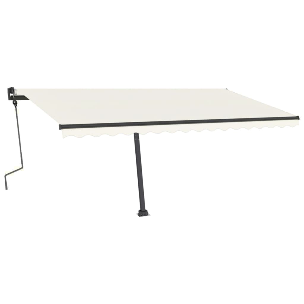 Vidaxl Luifel manuelt kan udvides med LED 450x300 cm creme -farvet