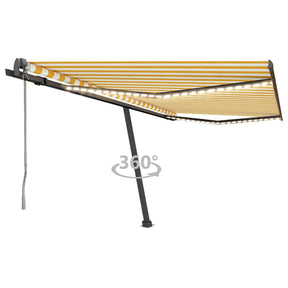 Vidaxl Luifel Automatisk med LED og vindsensor 450x300 cm gul og hvid