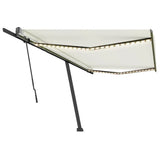 Vidaxl Luifel manuelt kan udvides med LED 500x300 cm creme -farvet