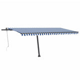 Vidaxl Luifel Automatisk med LED og vindsensor 500x300 cm blå hvid