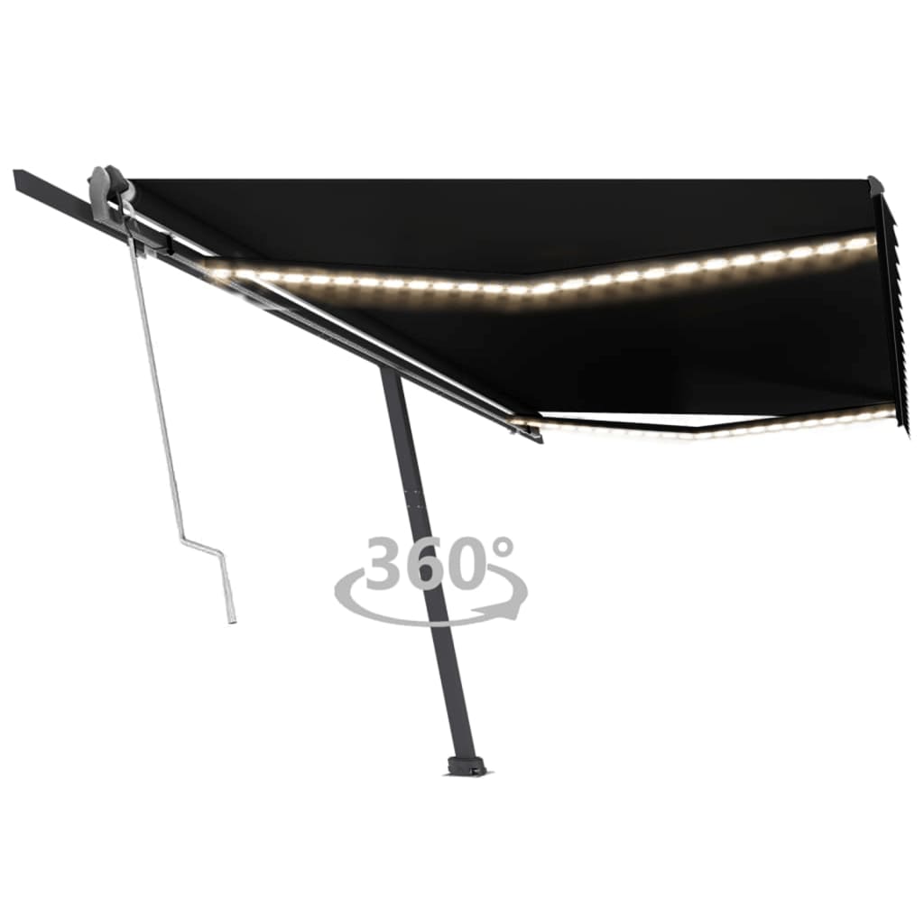 Vidaxl Luifel Automatisk med LED og vindsensor 500x300 cm Anthracite