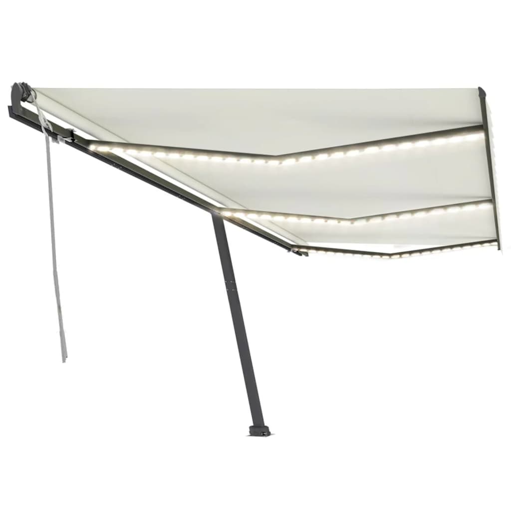 Vidaxl Luifel manuelt kan udvides med LED 600x300 cm creme -farvet