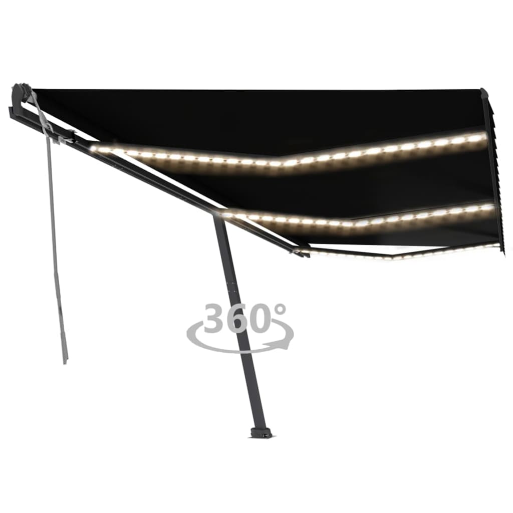 Vidaxl Luifel manuelt kan udvides med LED 600x300 cm anthracitfarve