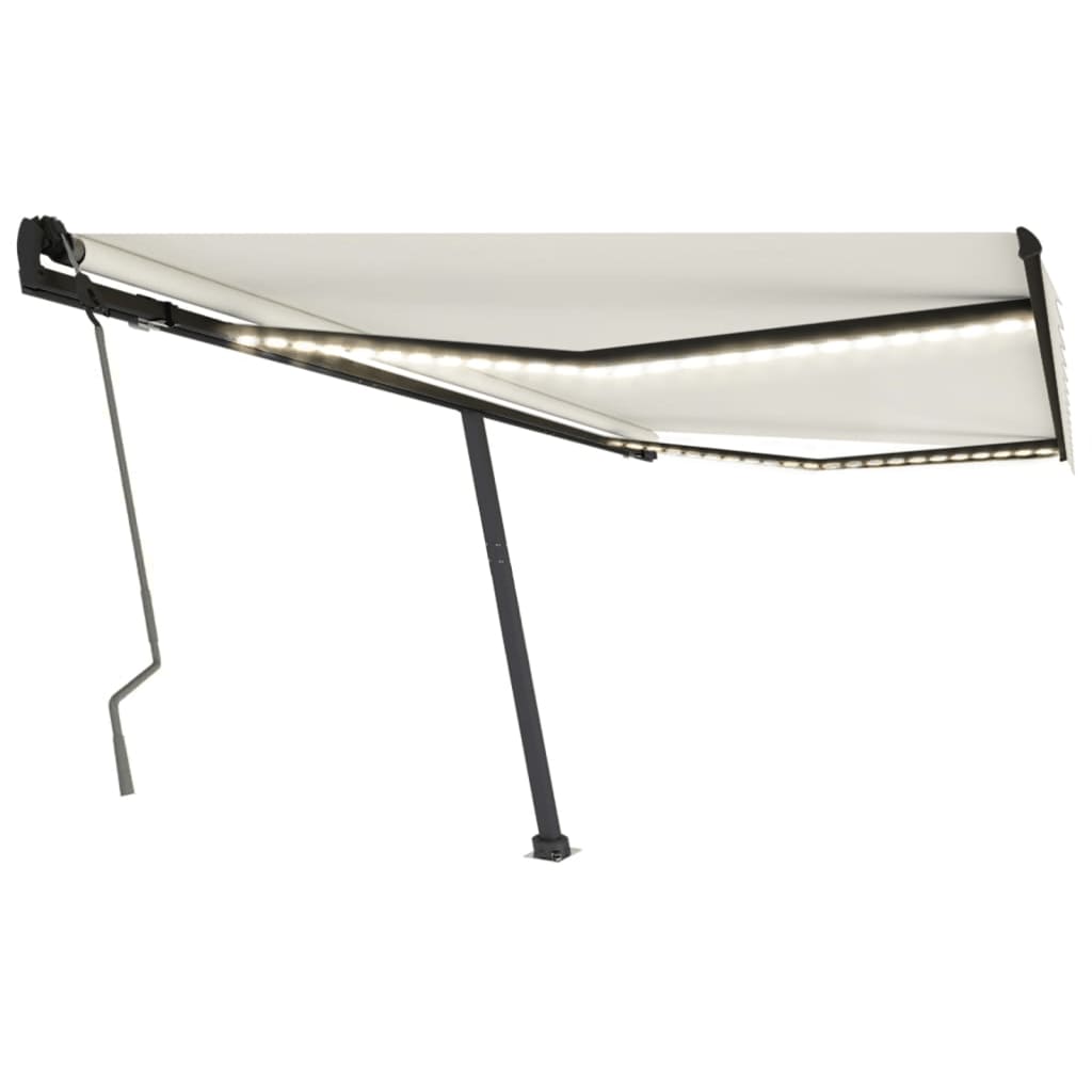 Vidaxl Luifel manuelt kan udvides med LED 400x350 cm creme -farvet