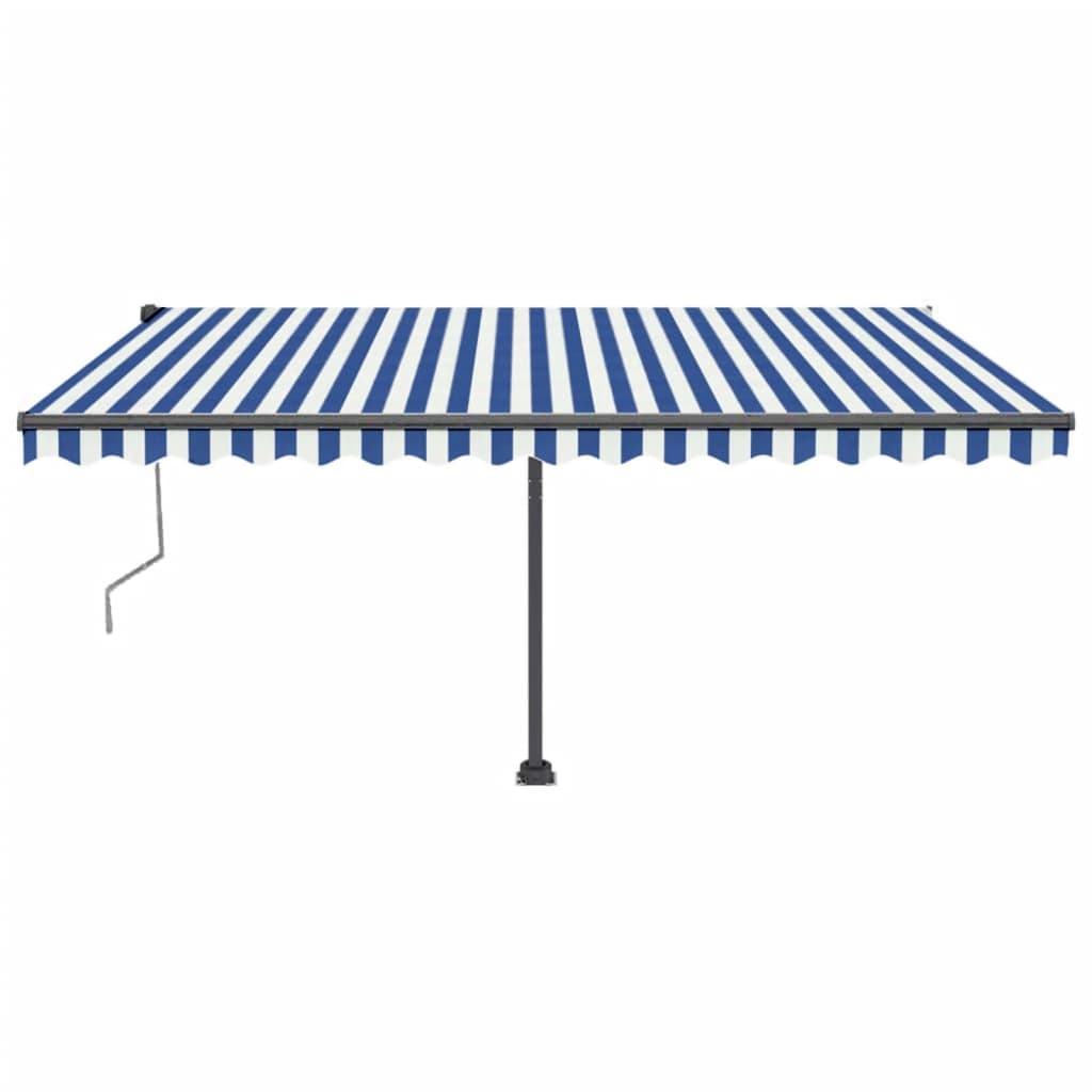Vidaxl Luifel Automatisk med LED og vindsensor 400x350 cm blå hvid