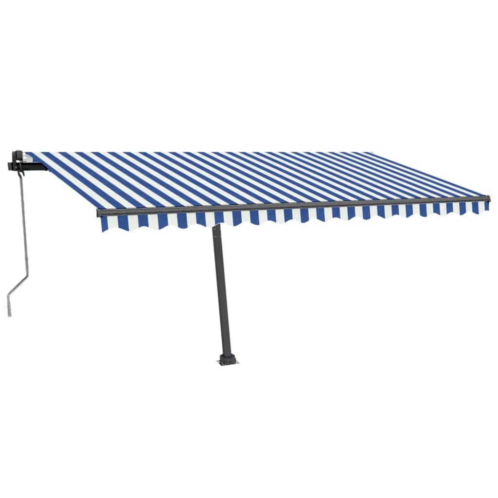 Vidaxl Luifel Automatisk med LED og vindsensor 400x350 cm blå hvid