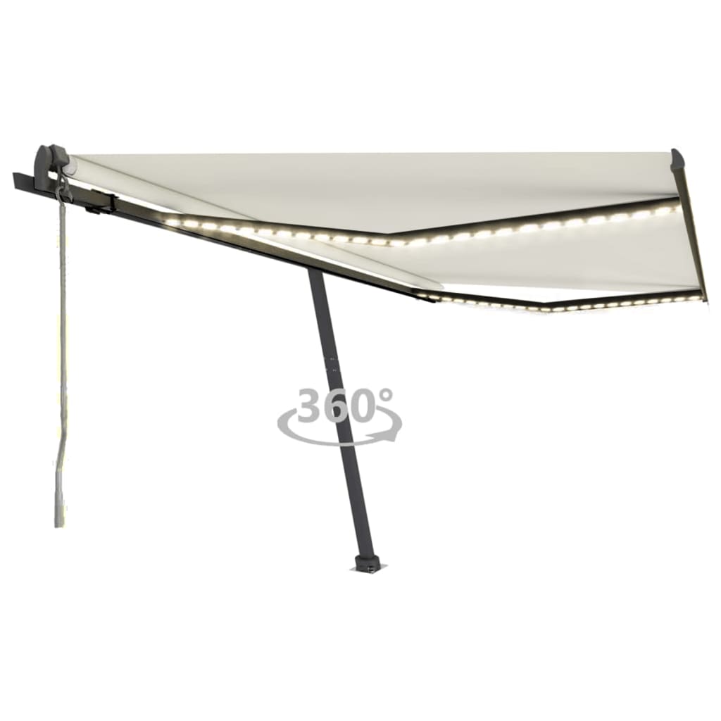 Vidaxl Luifel Automatisk med LED og vindsensor 400x350 cm cremefarve
