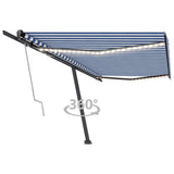 Vidaxl Luifel Automatisk med LED og vindsensor 500x350 cm blå hvid