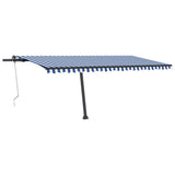Vidaxl Luifel Automatisk med LED og vindsensor 500x350 cm blå hvid