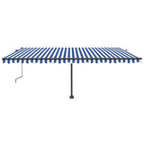 Vidaxl Luifel Automatisk med LED og vindsensor 500x350 cm blå hvid