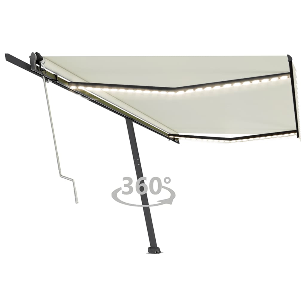 Vidaxl Luifel Automatisk med LED og vindsensor 500x350 cm cremefarve