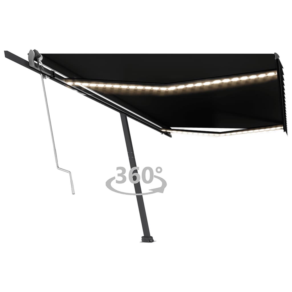 Vidaxl Luifel Automatisk med LED og vindsensor 500x350 cm Anthracite