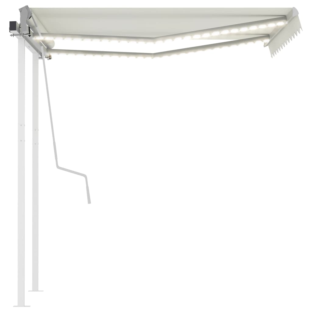 Vidaxl Luifel manuelt kan udvides med LED 3x2,5 m creme -farvet