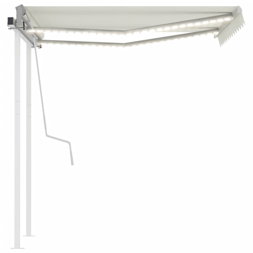 Vidaxl Luifel manuelt kan udvides med LED 3,5x2,5 m creme -farvet