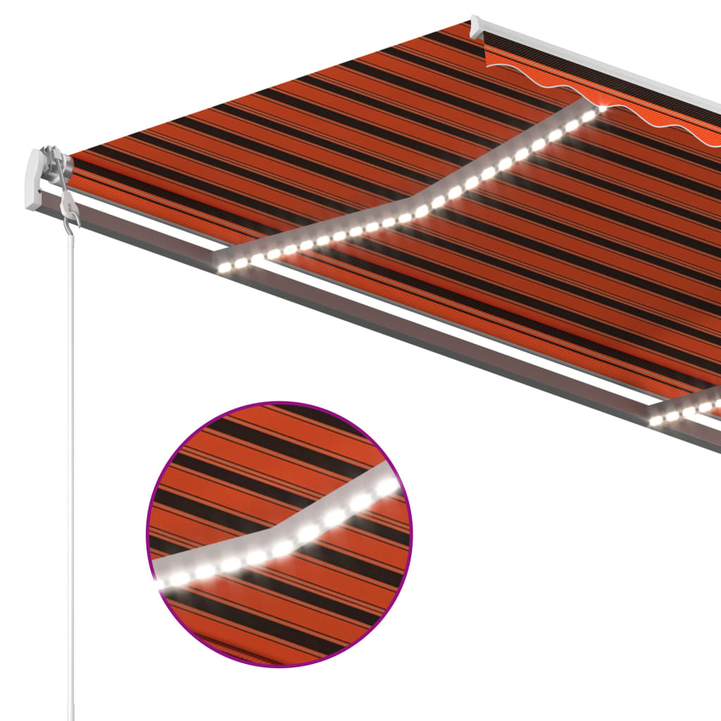 Vidaxl Luifel manuelt kan udvides med LED 3,5x2,5 m orange og brun