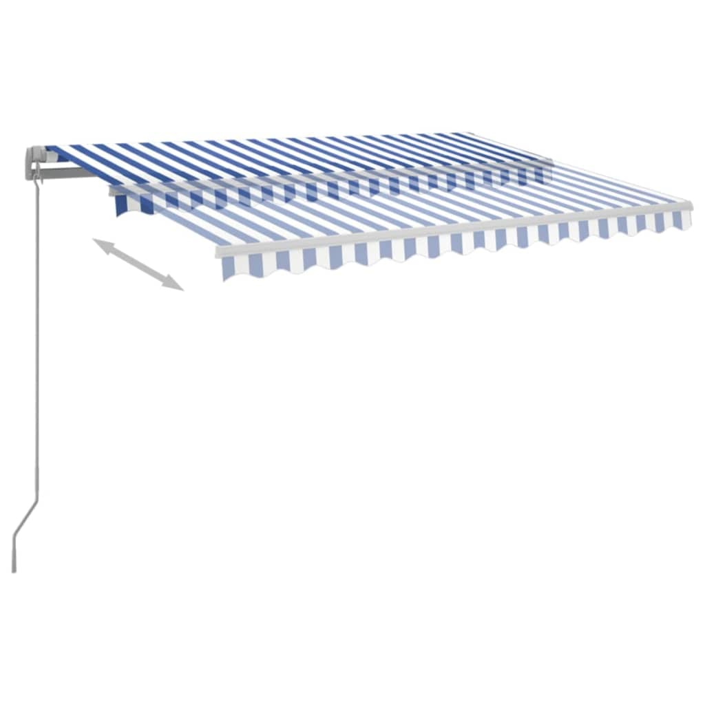 Vidaxl Luifel Automatisk med LED og vindsensor 3,5x2,5 m blå og hvid