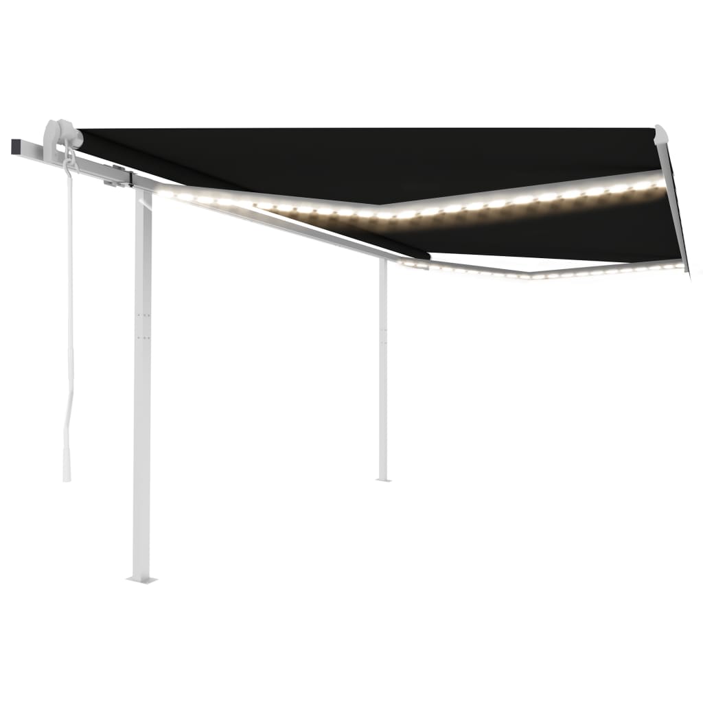 Vidaxl Luifel Automatic med LED og vindsensor 4x3 m Anthracite -farvet