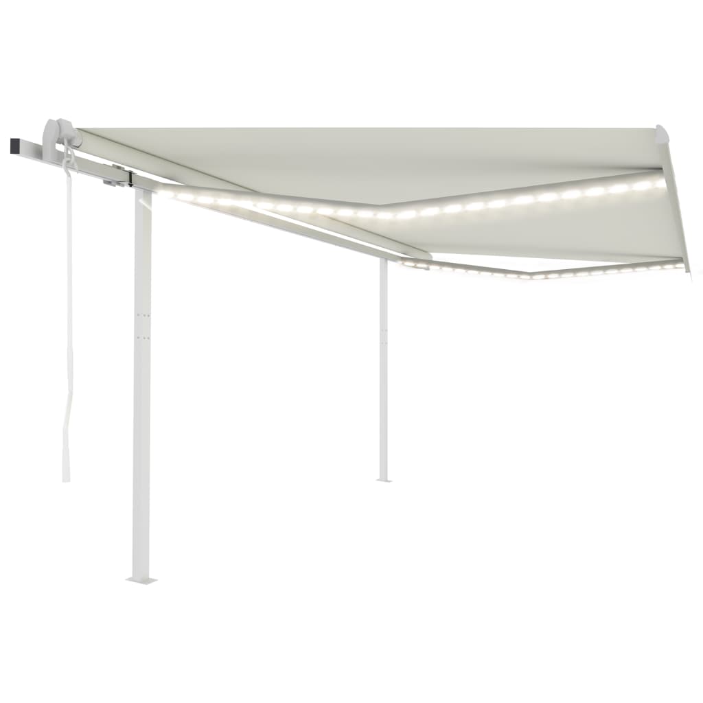 Vidaxl Luifel Automatisk med LED og vindsensor 4,5x3 m creme -farvet