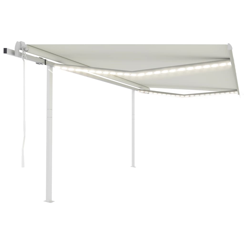 Vidaxl Luifel Automatisk med LED og vindsensor 4,5x3,5 m creme -farvet