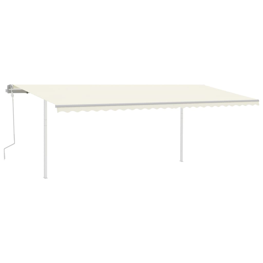 Vidaxl Luifel manuelt kan udvides med stolper 6x3,5 m creme -farvet