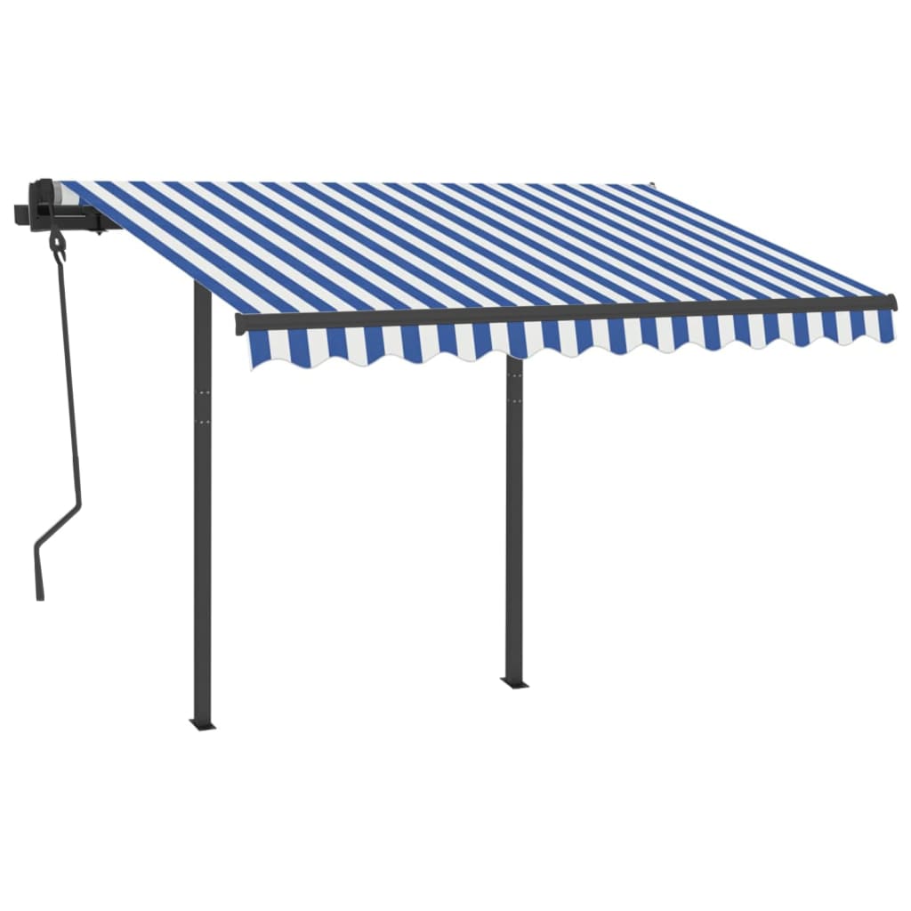 Vidaxl Luifel kan automatisk udvides med stolper 3x2,5 m blå og hvid