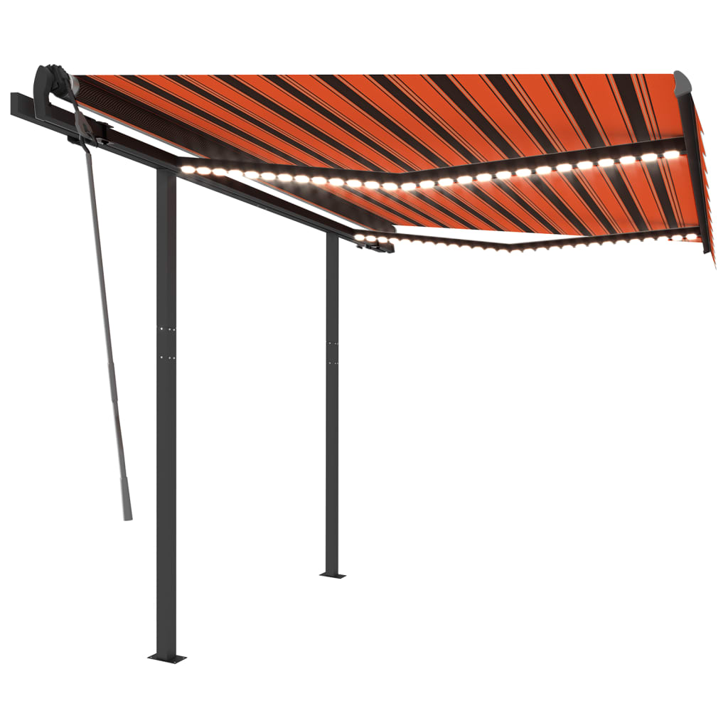 Vidaxl Luifel Automatisk med LED og vindsensor 3x2,5 m orange brun