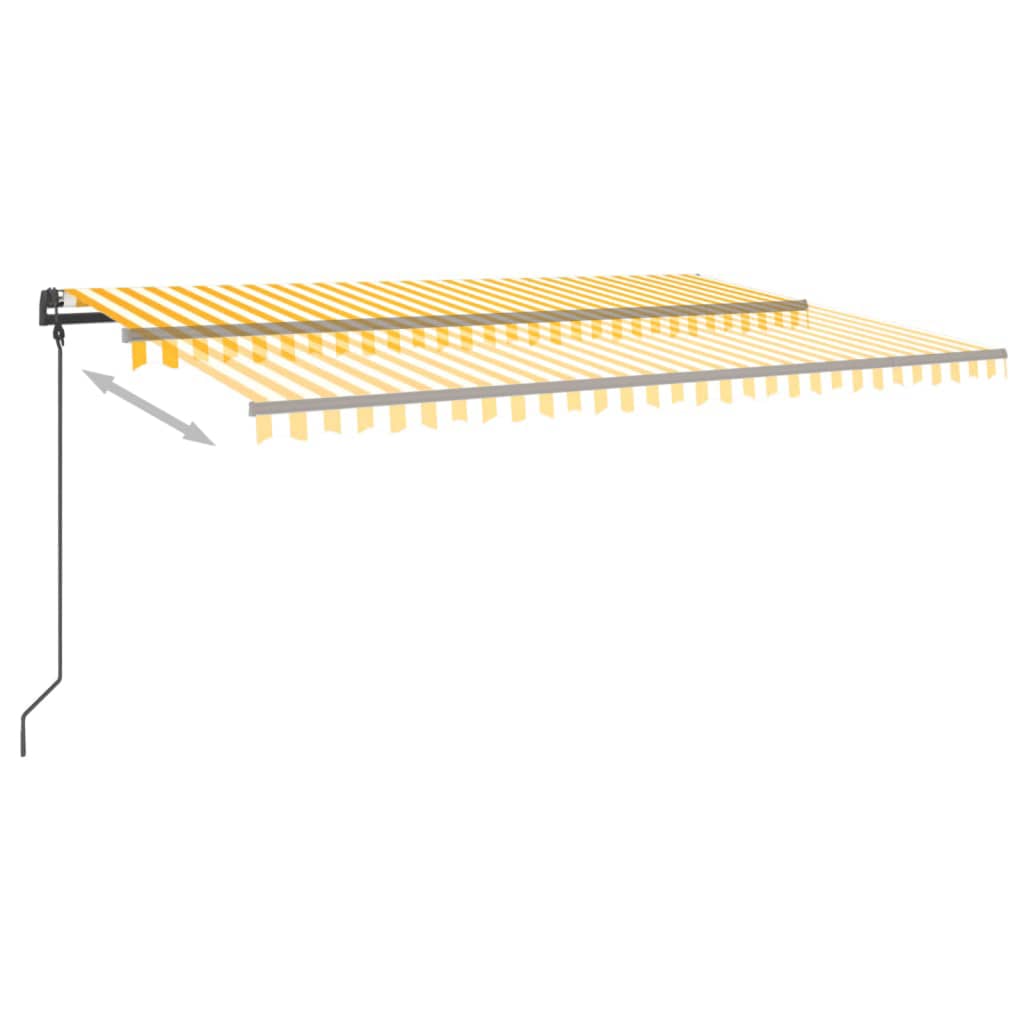 VidaXL Markiseautomatik med LED og vindsensor 5x3 m gul og hvid