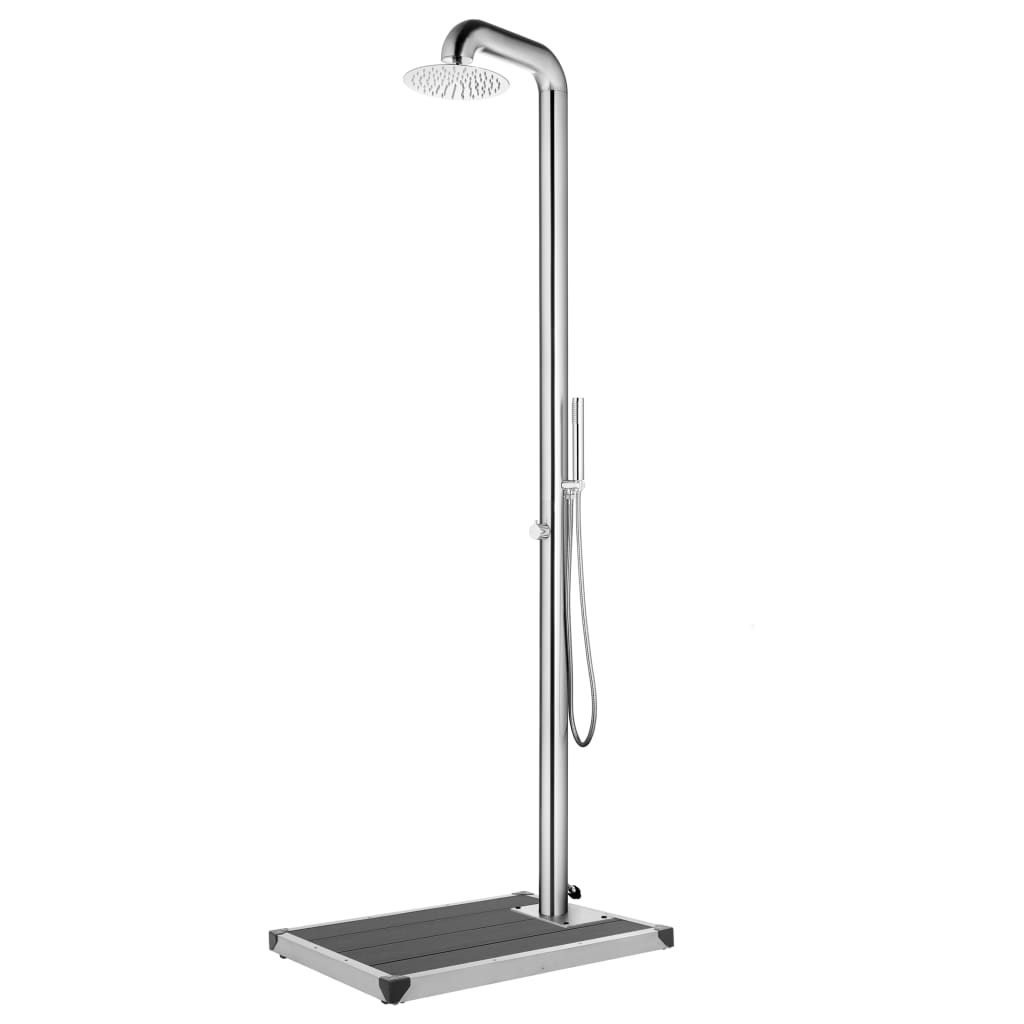 Vidaxl udendørs bruser med grå base 230 cm rustfrit stål