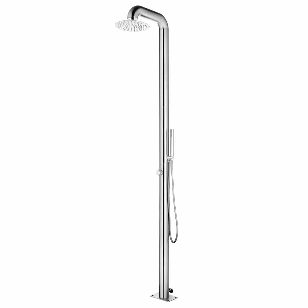 Vidaxl udendørs bruser med brun base 230 cm rustfrit stål