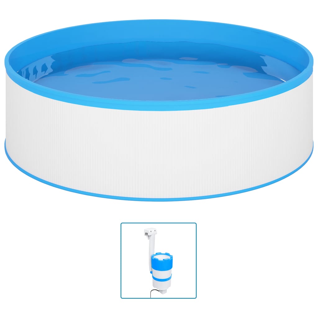 Vidaxl Splasher Pool med hængende skimmer og pumpe 350x90 cm hvid