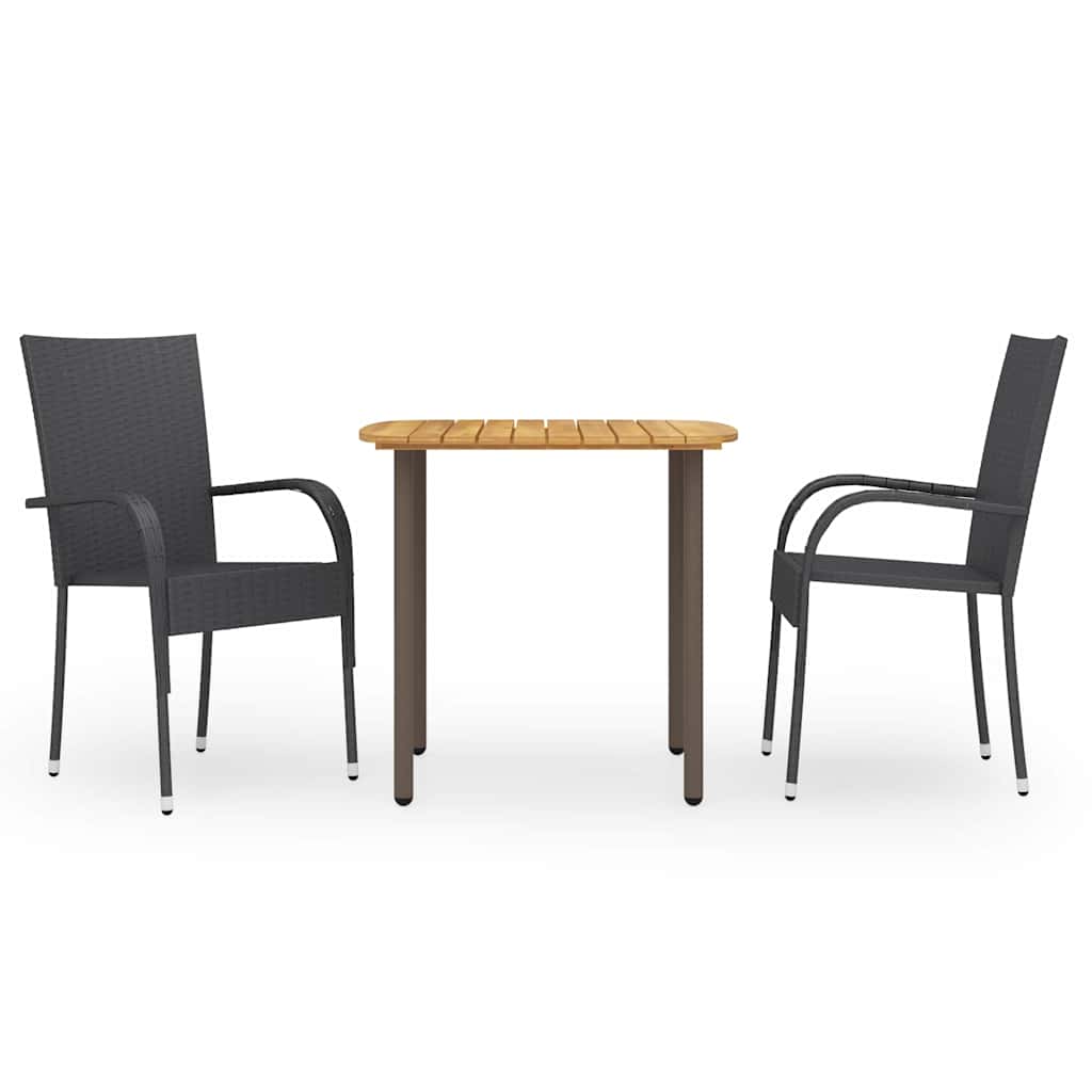 Vidaxl 3-delige tuinset poly rattan zwart