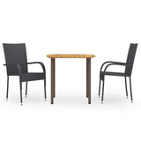 Vidaxl 3-delige tuinset poly rattan zwart