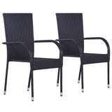 Vidaxl 3-delige tuinset poly rattan zwart