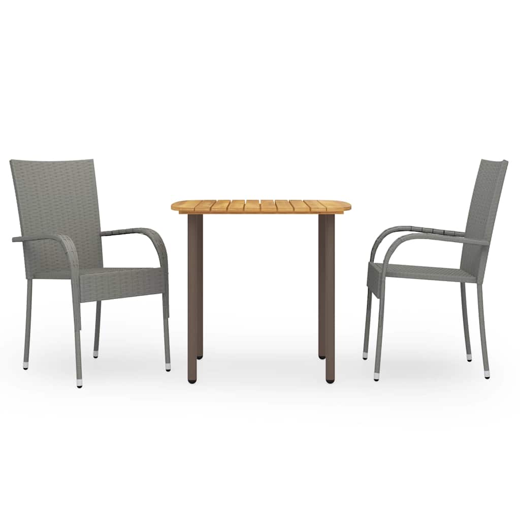 Vidaxl 3-delige tuinset poly rattan grijs