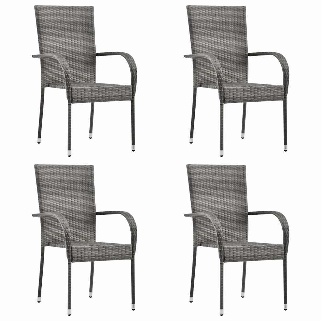 Vidaxl 5-delige tuinset poly rattan grijs