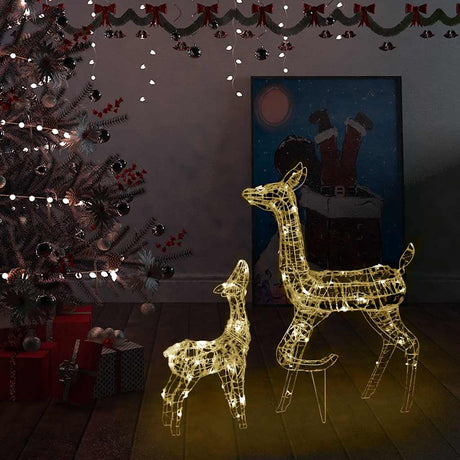 Vidaxl juledekorationer Reindeer Familie 160 LEDS Varm hvid akryl