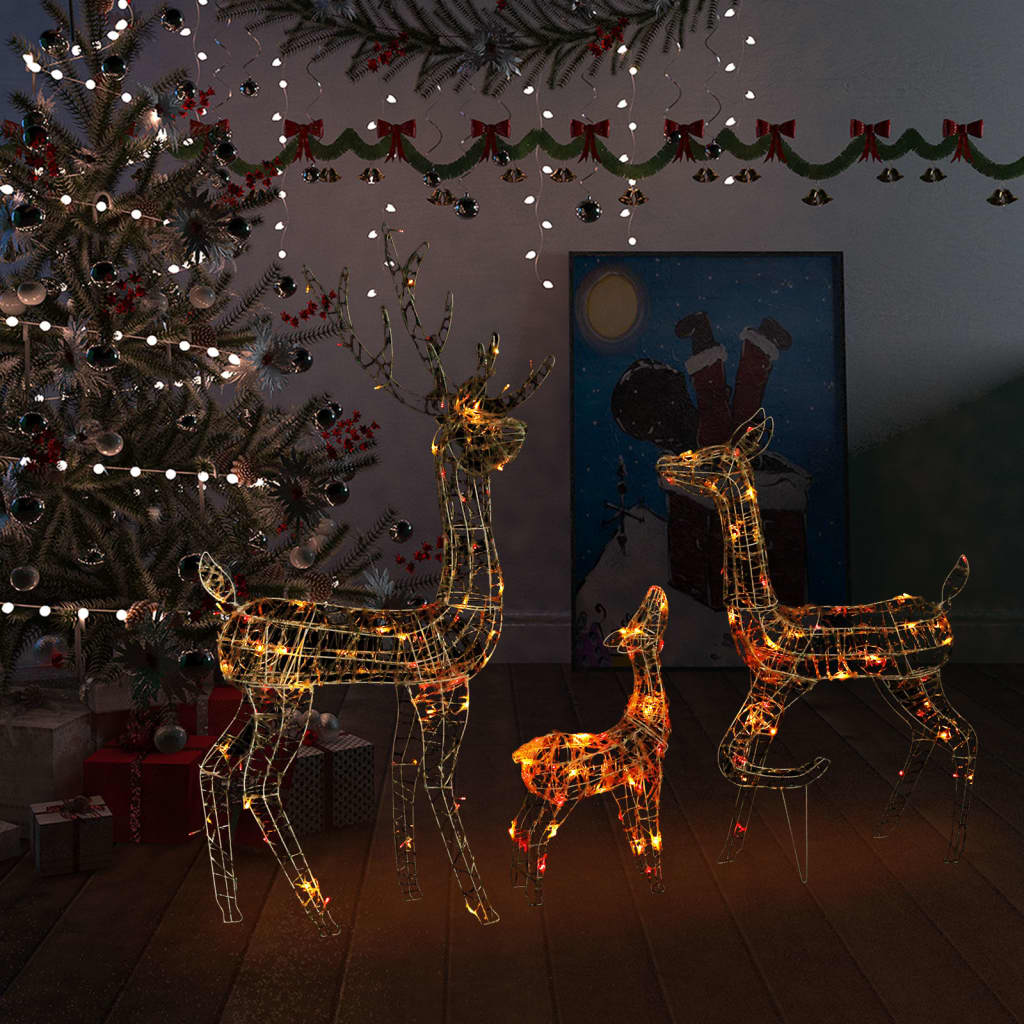 Vidaxl Christmas Decorations Reindeer Family 300 LEDS Multi -farvet akryl