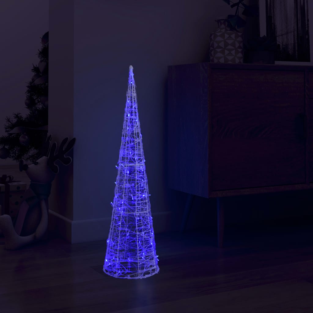 Vidaxl lys kegle dekorativ LED blå 90 cm akryl