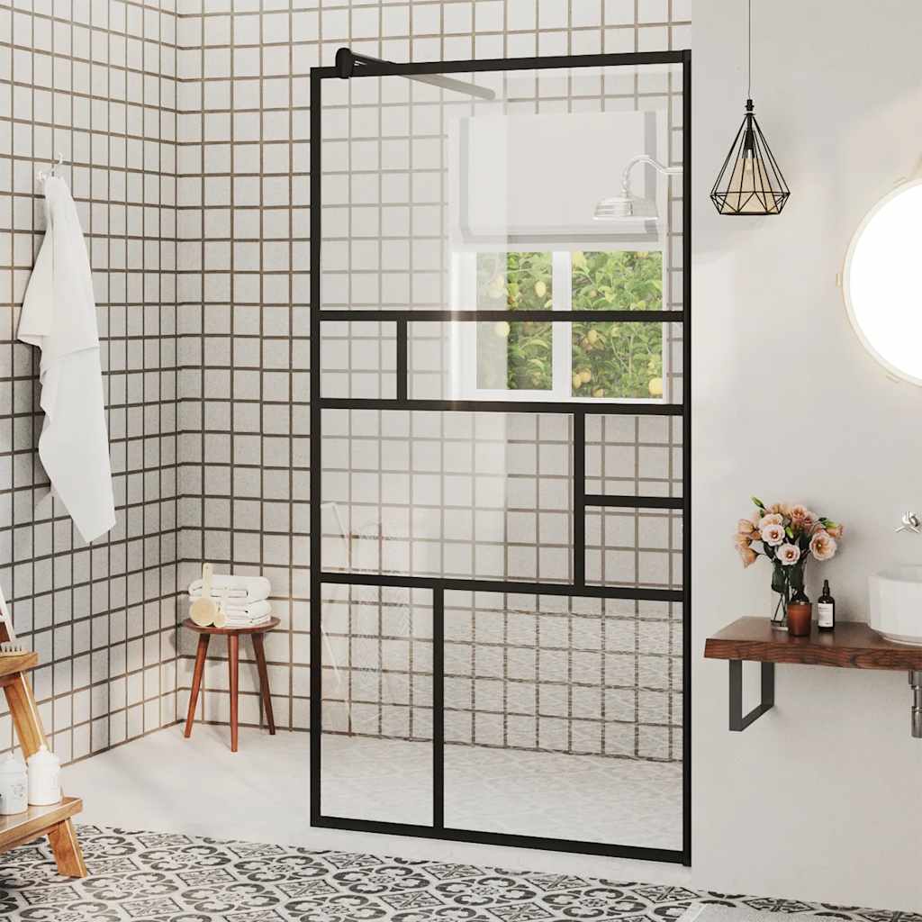 Vidaxl walk-in brusevæg 80x195 cm ESG-Glas Transparent og sort