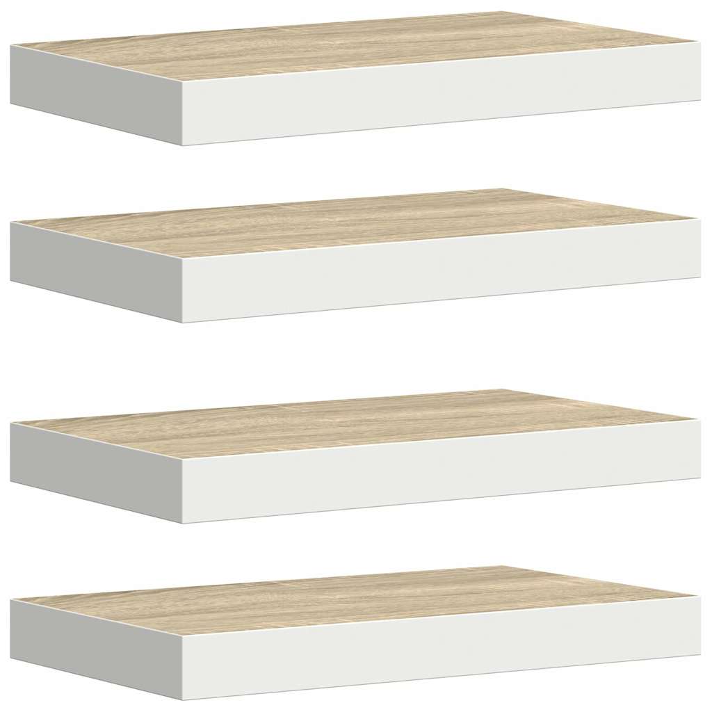 Vidaxl wandschappen zwevend 4 st 40x23x3,8 cm mdf eikenkleurig en wit