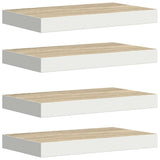 Vidaxl wandschappen zwevend 4 st 40x23x3,8 cm mdf eikenkleurig en wit