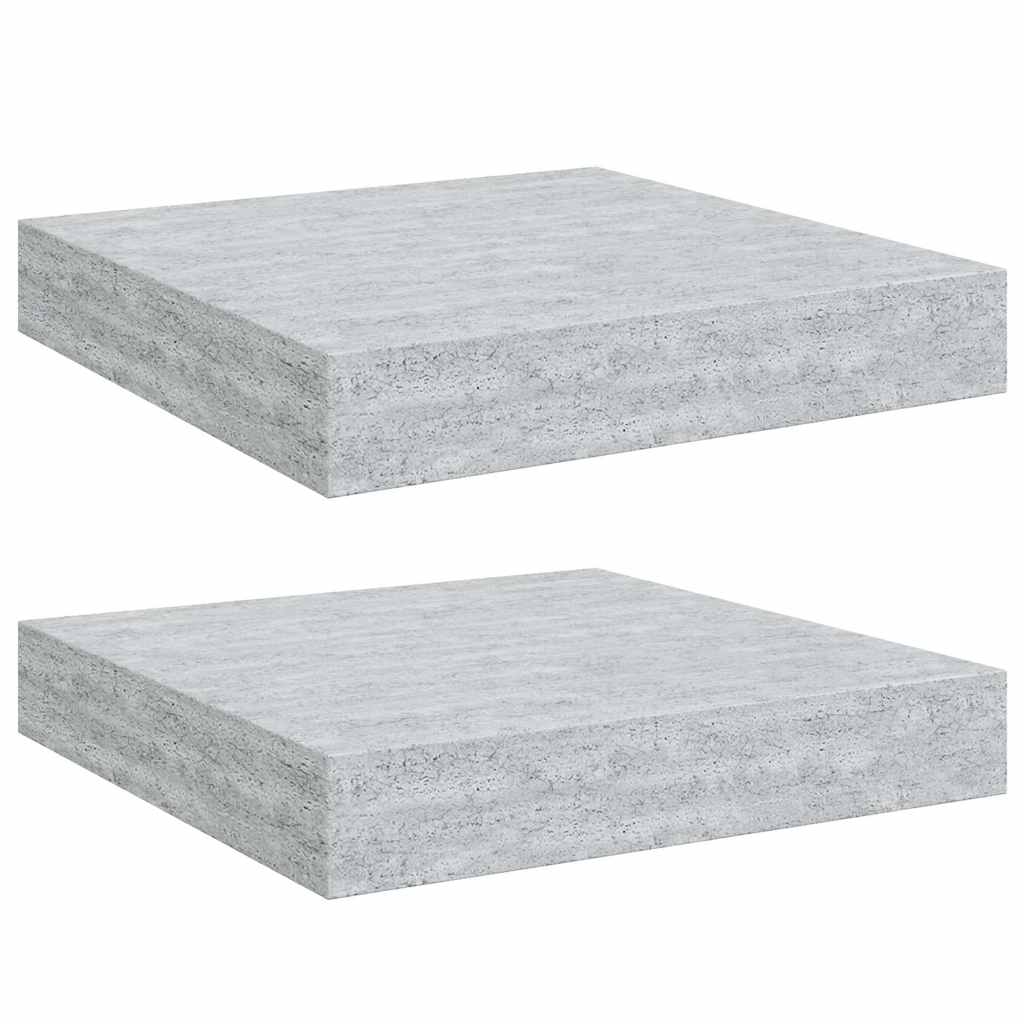 Vidaxl wandschappen 2 st zwevend 23x23,5x3,8 cm mdf betongrijs
