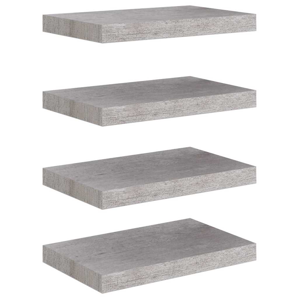 Vidaxl wandschappen 4 st zwevend 40x23x3,8 cm mdf betongrijs